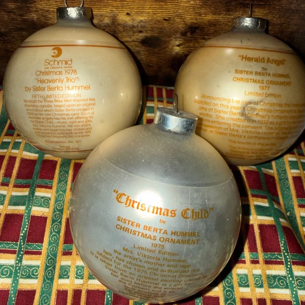 Vintage Sister Berta Hummel Christmas Ornaments 1975 1977 1978 Schmid Set of 3